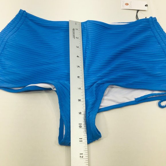 Shade And Shore Women's Size Medium 8-10 High Waist Bikini Swim Bottom Blue New - Picture 7 of 8